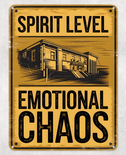 Spirit Level - Poster Logam dengan Desain Lucu Bertema