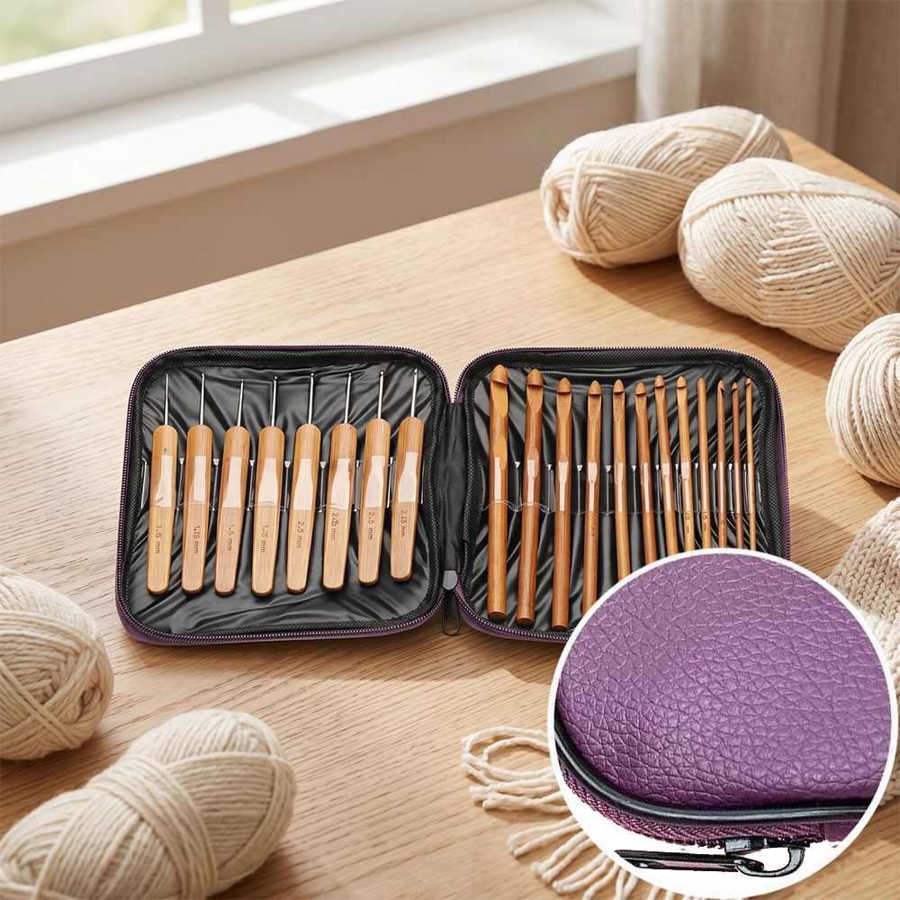 74pcs Set Jarum Rajut Bambu Al - Tool Bag ulasan dan harga